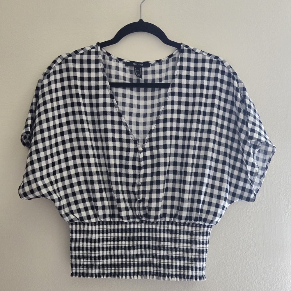 Forever 21 Checkered Black and White Blouse